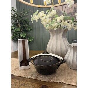 BUNDLE Hearth & Hand Brown Soup Terrine + Wood Ladles Set RARE NEW